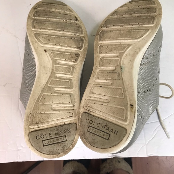 Cole Haan Original Grand Wingtip Oxford Shoes Leather Silver Gray Metallic Comfy - Picture 8 of 14